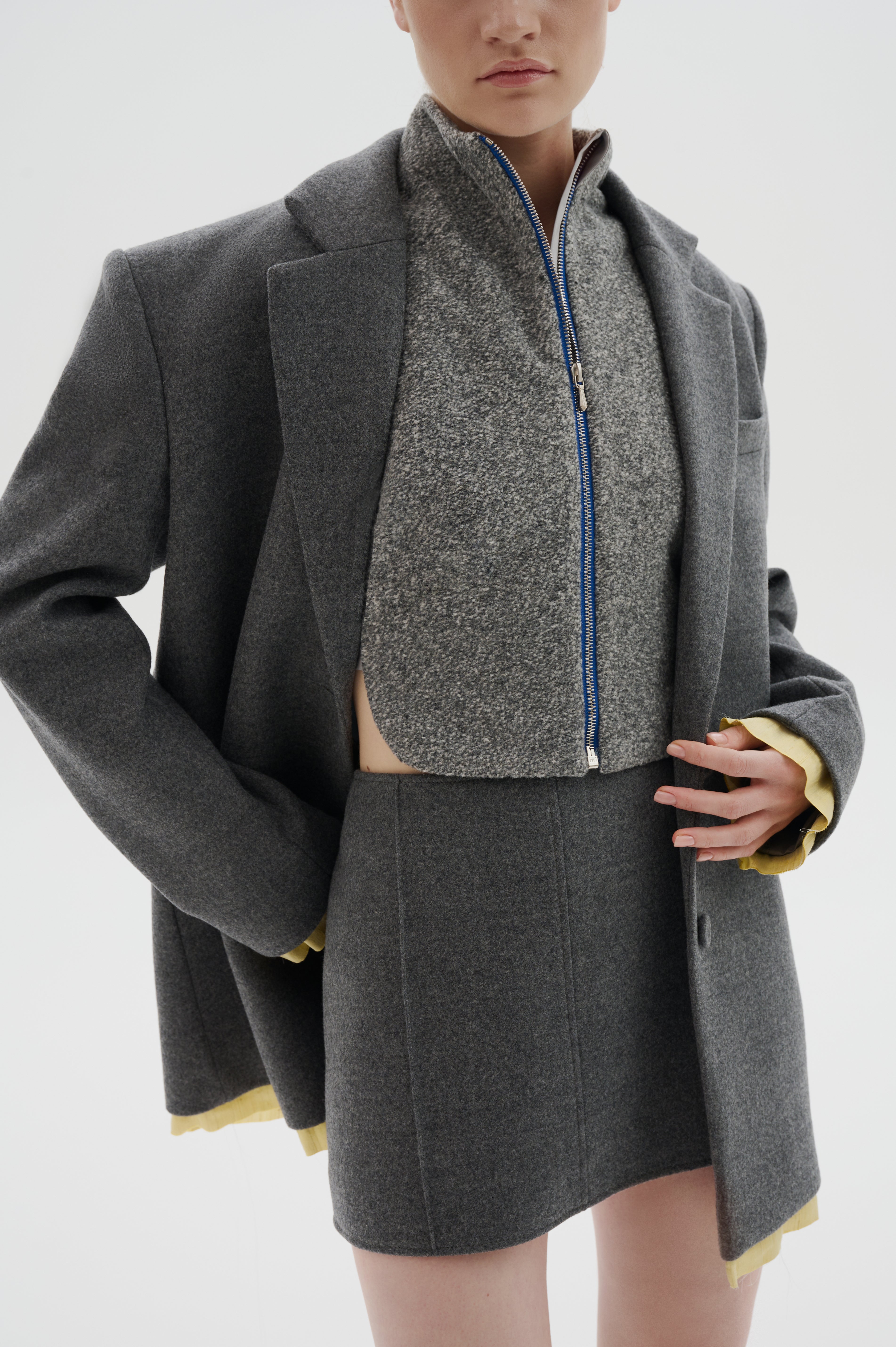 Wool-blend mini skirt in grey