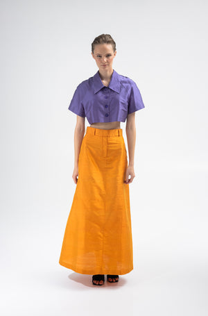 Silk tailored skirt