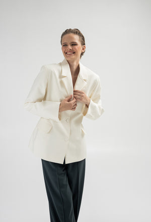 Hourglass single-breasted ivory blazer