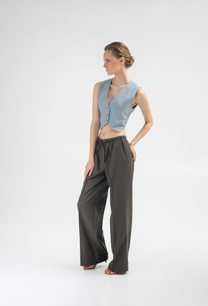 Wool drawstring pants