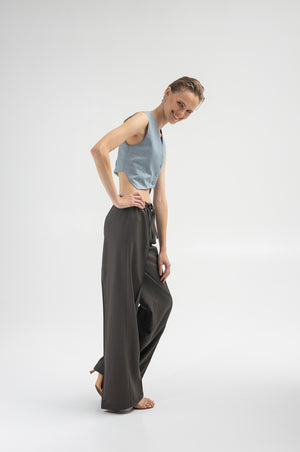 Wool drawstring pants