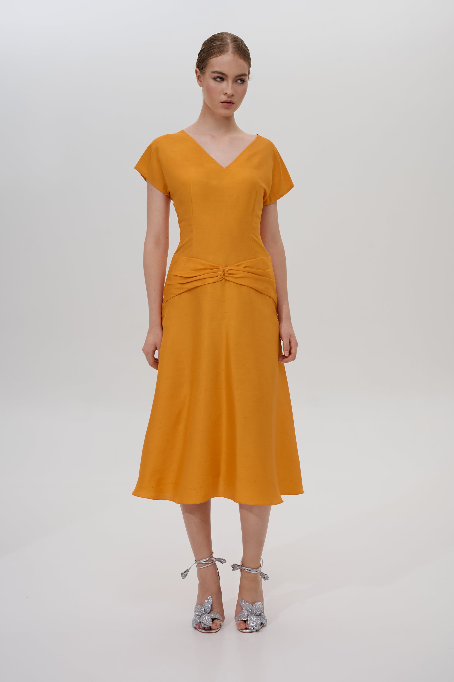silk v neck midi dress Silk V-neck midi dress